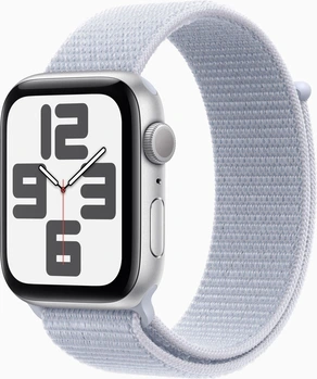 Apple Watch SE (2022) (GPS) 44mm silver with Sports Loop blue cloud