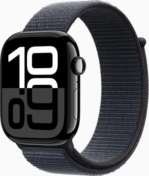 Apple Watch Series 10 (GPS + cellular) 46mm aluminium diamond black with Sports Loop ink