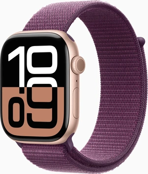 Apple Watch Series 10 (GPS) 46mm aluminium rose gold with Sports Loop plum