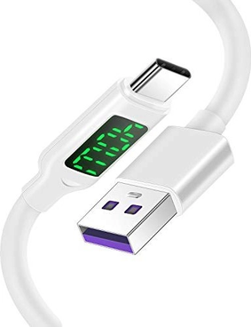 AICase 100W/5A USB C кабель with LED load indicator St/St 1.2m white
