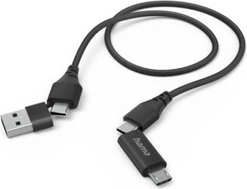Hama 4in1 Multi-кабель для зарядки USB-C and USB-A - USB-C and micro USB 1.5m black