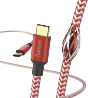 Hama кабель для зарядки reflective USB-C/USB-C 1.5m nylon red