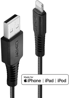 Lindy 1m sturdy USB type A an Lightning кабель black