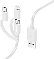 Hama 3in1 Multi-кабель для зарядки USB-A - micro USB USB-C and Lightning 1m white