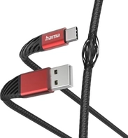 Hama кабель для зарядки extreme USB-A/USB-C 1.5m nylon black/red