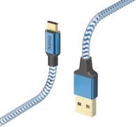Hama кабель для зарядки reflective USB-A/USB-C 1.5m nylon blue