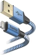 Hama кабель для зарядки reflective USB-A/Lightning 1.5m nylon blue