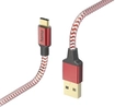 Hama кабель для зарядки reflective USB-A/USB-C 1.5m nylon red