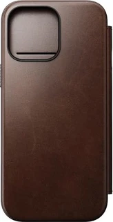 Nomad modern Horween Leather Folio для Apple iPhone 16 Pro Max Rustic Brown