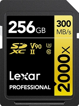 Lexar Professional 2000x Gold Series R300/W260 SDXC 256GB, UHS-II U3, Class 10