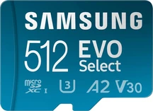 Samsung EVO Select R160 microSDXC 512GB Kit, UHS-I U3, A2, Class 10