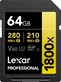 Lexar Professional 1800x Gold Series R280/W210 SDXC 64GB, UHS-II U3, Class 10, 2er-Pack