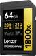 Lexar Professional 1800x Gold Series R280/W210 SDXC 64GB, UHS-II U3, Class 10, 2er-Pack
