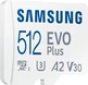 Samsung EVO Plus 2024 R160 microSDXC 512GB Kit, UHS-I U3, A2, Class 10