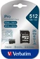 Verbatim Pro U3 R100/W90 microSDXC 512GB Kit, UHS-I U3, A2, Class 10