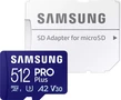 Samsung PRO Plus R180/W130 microSDXC 512GB Kit, UHS-I U3, A2, Class 10