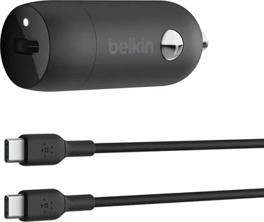 Belkin BoostCharge 30W USB-C автомобильное зарядное устройство с USB-C/USB-C cable black