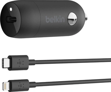 Belkin BoostCharge 20W USB-C PD автомобильное зарядное устройство + USB-C/Lightning cable black