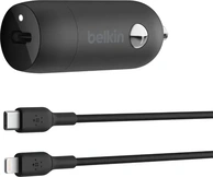 Belkin BoostCharge 30W USB-C автомобильное зарядное устройство с USB-C/Lightning cable black