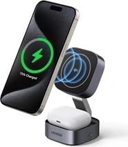 Ugreen 2 в 1 Qi2 magnetic foldable зарядная станция grey